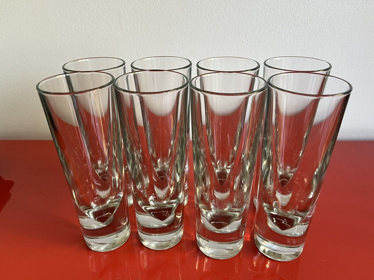 Set of 8 Carlo Moretti Modern Heavy Blown Glass Drinking Glasses