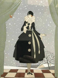 FRENCH FASHION POCHOIR Art Deco Modernist "WINTER" Signed SAINTMAURICE 20s 30s