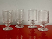 IITTALA Senaattori Icicle Glass 6” Tall Water Wine Goblets Timo Sarpaneva x4