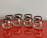 8 Dorothy Thorpe Silver Rim Roly Poly Bar Punch Glasses 2.5” Hollywood Regency