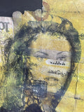 Mixed Media Fine Art Portrait Painting Old Brazilian Tibetan Banknotes Currency