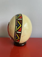 African Vintage Ostrich Egg Hand Painted Beaded Kgotso Bhaca Woman Portrait 6”