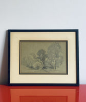 Original Pencil Drawing Sketch Trees by Earl A Warner Circa 1920s 1930s Fine Art