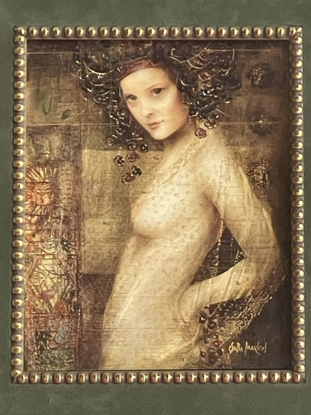 Casba Markus “Athena Dreams” Embellished Wood (?) Fine Art Giclée Print Framed