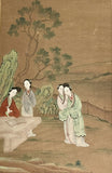 Original 19th C. Chinese Art Ladies In A Tranquil Landscape Antique Painting Exc