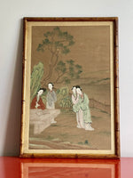 Original 19th C. Chinese Art Ladies In A Tranquil Landscape Antique Painting Exc