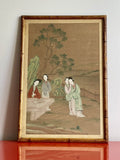 Original 19th C. Chinese Art Ladies In A Tranquil Landscape Antique Painting Exc