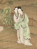 Original 19th C. Chinese Art Ladies In A Tranquil Landscape Antique Painting Exc