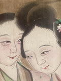 Original 19th C. Chinese Art Ladies In A Tranquil Landscape Antique Painting Exc