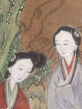 Original 19th C. Chinese Art Ladies In A Tranquil Landscape Antique Painting Exc