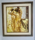 Original Impressionist Art Impasto Painting Nude Woman in a Mirror Signed Barton