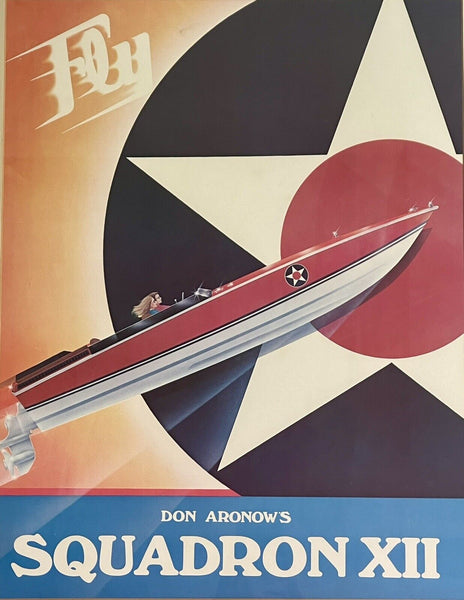 Scarce 1980s Don Aranow SQUADRON XII Powerboat Speedboat Cigarette Boat Poster