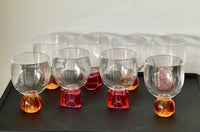 8 Postmodern 80s 90s 00s Era Plastic Goblets w/ Geometric Bases for Water Wine