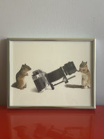 Taxidermy Chipmunk Photographers w/ Retro Camera Weird Anthropomorphic Photo FUN