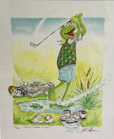 Muppets Art John Henson Kermit the Frog GOLF LITHOGRAPH Signed Numbered 117/250