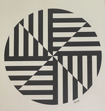 Groovy AETEM 60s 70s Op Art Serigraph Graphic Print Black & White Retro Vintage