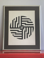 Groovy AETEM 60s 70s Op Art Serigraph Graphic Print Black & White Retro Vintage