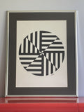 Groovy AETEM 60s 70s Op Art Serigraph Graphic Print Black & White Retro Vintage