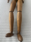 Antique Lay Figure Wood Fully Jointed & Articulated Artist Model Mannequin 17”