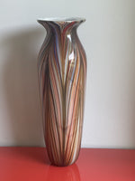 Older Venetian Murano Striped & Swirled Multicolor Vase 17” Italian Art Glass