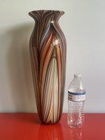 Older Venetian Murano Striped & Swirled Multicolor Vase 17” Italian Art Glass