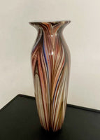 Older Venetian Murano Striped & Swirled Multicolor Vase 17” Italian Art Glass