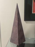 Maitland Smith 23.5” Purple Plum Gray Shagreen Texture Obelisk Hollywood Regency