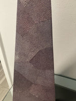 Maitland Smith 23.5” Purple Plum Gray Shagreen Texture Obelisk Hollywood Regency