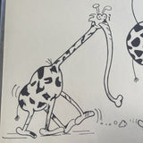 Guillermo Mordillo 1970s Argentina Cartoonist Framed Art Giraffe Elephant Couple