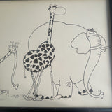 Guillermo Mordillo 1970s Argentina Cartoonist Framed Art Giraffe Elephant Couple