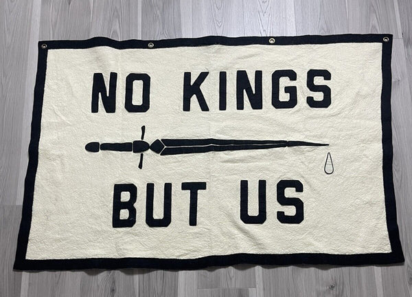 Oxford Pennant NO KINGS BUT US Felt Camp Flag Black Sword Made In USA 50” x 32”