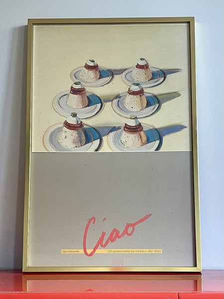 Wayne Thiebaud CIAO San Francisco CA 1970s Lithograph Poster Rare Vintage Framed