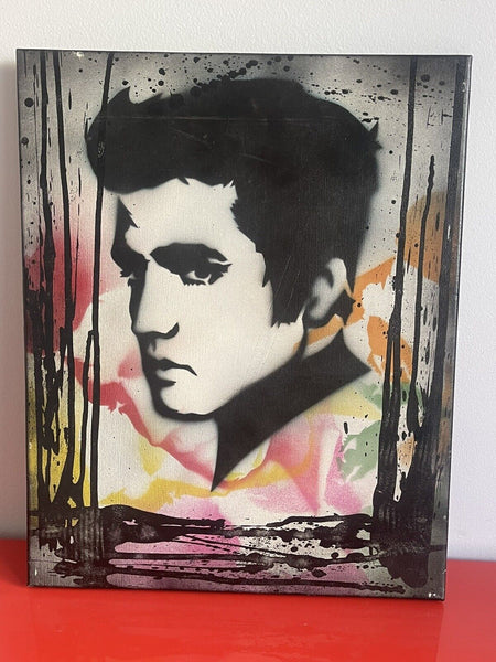 Original NYC Graffiti Stencil Art Canvas Vintage Retro 80s 90s Elvis Presley