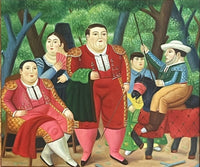 After Fernando Botero “Lefty & Gang” Ornately Framed Iconic Canvas Reproduction