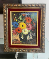 Vibrant Impressionist Floral Still Life Art Original Painting w/ Impasto Framed