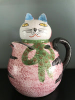 Mod Cat Ceramic Pitcher Handpainted MCM Italy 1960s 1970s Raymor Bitossi Vibes