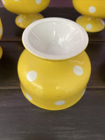 Retro Footed Porcelain Dishes Polka Dot Funky Ice Cream Fruit Dessert Set of 6