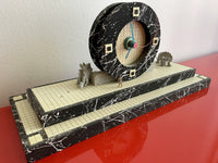 Postmodern 80s 90s Mantle Clock DINOSAUR Memphis Milano Style Signed As Is