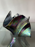 Iridescent Fazzoletto Folded Handkerchief Art Glass Signed Vintage 4” x 6” Excl