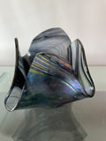 Iridescent Fazzoletto Folded Handkerchief Art Glass Signed Vintage 4” x 6” Excl