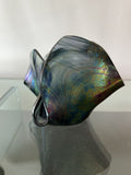 Iridescent Fazzoletto Folded Handkerchief Art Glass Signed Vintage 4” x 6” Excl