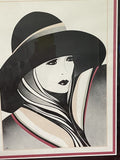 Glam JEANNETTE Signed Vintage Retro Framed Set of 3 Art Deco Prints Mod Nagel