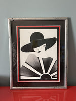 Glam JEANNETTE Signed Vintage Retro Framed Set of 3 Art Deco Prints Mod Nagel