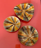 Vintage 1960s Retro Copper Enamel Set 3X Signed Shulman MCM Abstract Sunburst