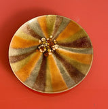 Vintage 1960s Retro Copper Enamel Set 3X Signed Shulman MCM Abstract Sunburst