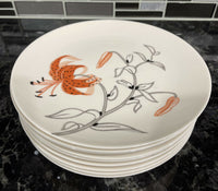 Franciscan Tahoe 6” Plate Lot Of 6 Fine China Rare Pattern 1950-1952 Tiger Lily