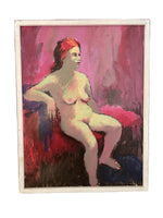 Modernist Female Nude Painting Signed PERE 23” x 30” Dated 1970