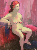 Modernist Female Nude Painting Signed PERE 23” x 30” Dated 1970