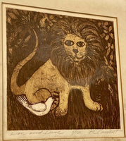 MCM Modernist Lion & Dove Limited Edition Print 5/12 PC Madsen-Conant As Is READ