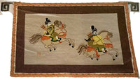 1970s Samurai Needlepoint Wall Hanging HUGE Retro Orientalism 57” Wide 39” Tall